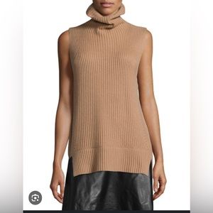 Vince Ribbed Sleeveless Turtleneck Sweater